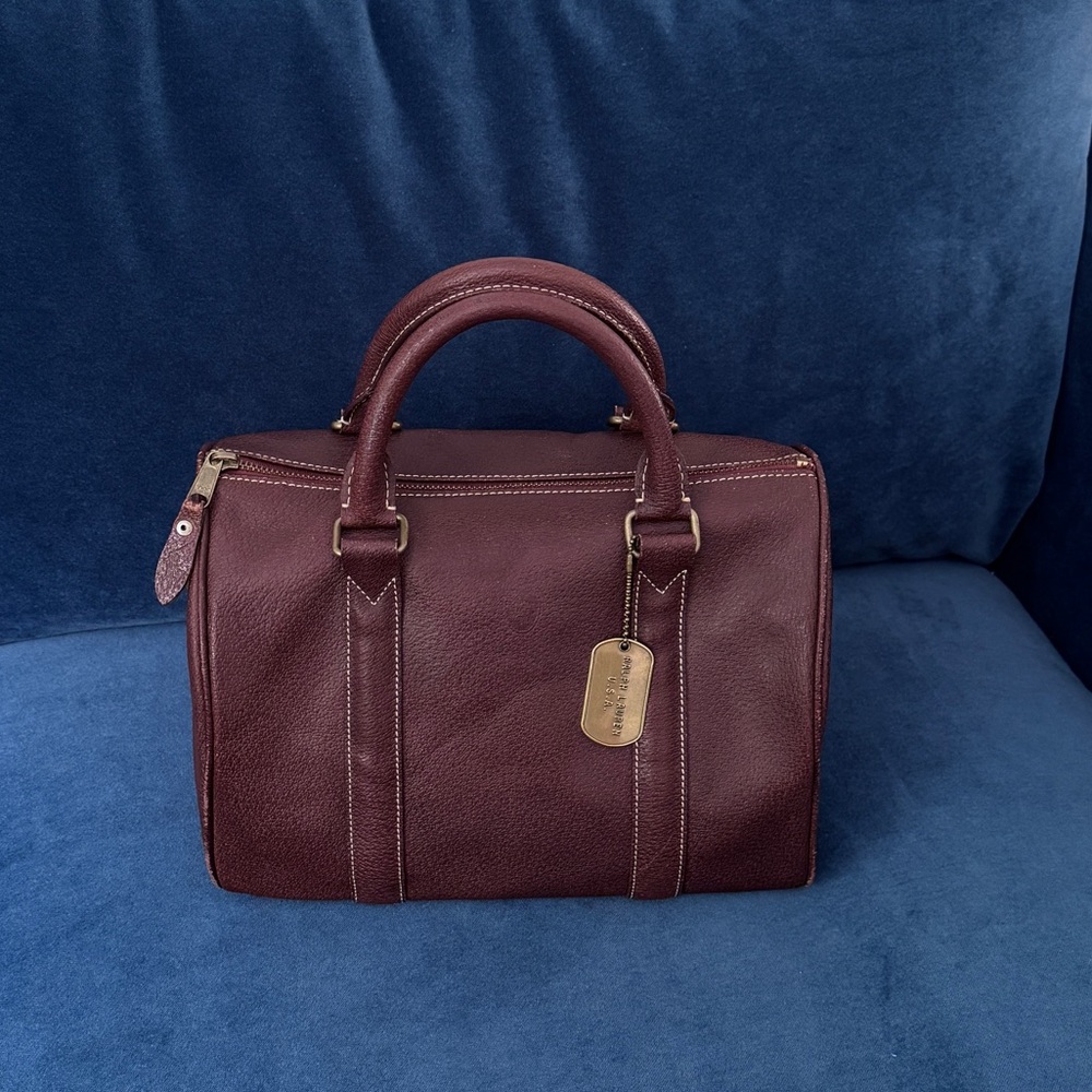RALPH LAUREN 1990s Vintage Brown Top Handle Leather Boston Bag .